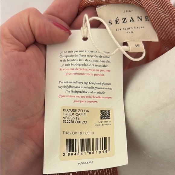 NWT Sezane Elegant Copper Sheer Blouse - Picture 4 of 4